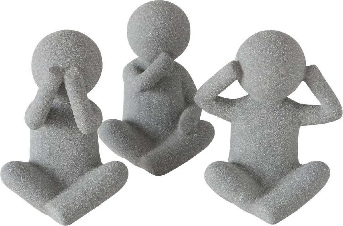 Dulaire Beeld Horen, Zien en Zwijgen Modern Grijs 3 st. - 16 cm | bol.com