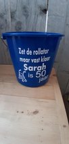 Emmer - Tekst - 5 liter - Sarah - Blauw - Kado - Gift