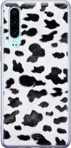 Huawei P30 hoesje - Koeienprint - Siliconen - Soft Case Telefoonhoesje - Print - Zwart