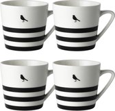 Dutch Rose Loft Zwart-Wit Mok Grafische Streep 31 cl- set van 2