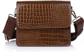 Yoonz - Crossbody Tas - Flap Met Magneetsluiting - Afneembaar En Verstelbaar Hengsel - Croco Print - Bruin