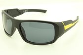 Sportbril met zwart geel montuur en zwarte glas. H - 166