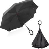Paraplu plaza ® paraplu, omgekeerde paraplu, elegante zwarte paraplu met robuuste wind-technologie, tweelaags, stormparaplu, met C-vormige handgreep, omgekeerde paraplu. Inside Out