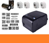 Labelprinter met USB & Netwerk - inclusief 2 printlinten (300 meter) en 4 rollen kunsstof etiketten (76x25 mm)