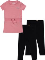 Koko Noko BIO Basics Set(3delig) Jurk Nala Roze en 2 paar leggings Zwart - Maat 98/104