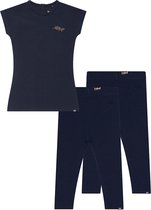 Koko Noko BIO Basics Set(3delig) Jurk Niya Blauw en 2 paar leggings Blauw - Maat 98/104