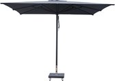 INOWA Relax Parasol - Ø 300 cm - Donkergrijs - Vierkant - Alu frame - Olefin doek- Inclusief beschermhoes - Inclusief zilveren parasolvoet 45 kg staal