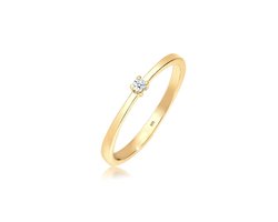Elli PREMIUM - Ring - Dames Verlovingsring met Diamant (0,03 ct) in 925 Sterling Zilver - Dames