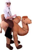 Rijdend op kameel pak kostuum - alsof zittend op de rug gedragen door - kamelenpak bruin