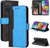 Voor Samsung Galaxy A51 4G/M40s 4G Zakelijke Stiksels-Kleur Horizontale Flip PU Lederen Case met Houder & Kaartsleuven & Fotolijst (Blauw)