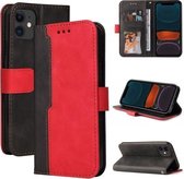 Zakelijke stiksels-kleur horizontale flip PU lederen tas met houder & kaartsleuven & fotolijst voor iPhone 11 (rood)