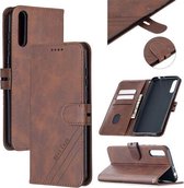 Voor Huawei P Smart S/Y8p Stiksels Stijl 2-Kleur Koe Textuur Horizontale Flip PU Lederen Case met Houder & Kaartsleuf & Lanyard (Bruin)