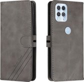 Voor Motorola Edge S Stiksels Stijl 2-Kleur Koe Textuur Horizontale Flip PU Lederen Case met Houder & Kaartsleuf & Lanyard (Grijs)