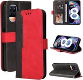 Voor OPPO Realme 8/8 Pro Business Stitching-Color Horizontale Flip PU Leather Case met Houder & Kaartsleuven & Fotolijst & Lanyard (Rood)