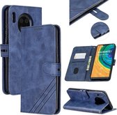 Voor Huawei Mate 30 Pro Stiksels Stijl 2-Kleur Koe Textuur Horizontale Flip PU Lederen Case met Houder & Kaartsleuf & Lanyard (Blauw)