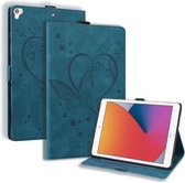 Liefde vlinderpatroon horizontale flip lederen tas met houder en slaap- / wekfunctie voor iPad 9.7 (2017) (2018) / Air 2 Pro (blauw)
