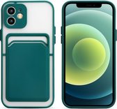 Skin Feel TPU + Frosted Translucent PC Schokbestendige beschermhoes met kaartsleuf voor iPhone 11 Pro Max (diepgroen)