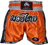 Punch Round™ Kickboks Broekje Muay Thai Oranje Maat M = Jeansmaat 32