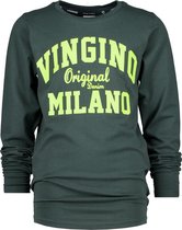 Vingino Logo Longsleeve Jongens T-shirt - Steel Green - Maat 164