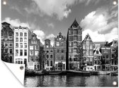 Tuinposter - Tuindoek - Tuinposters buiten - Herengracht in Amsterdam - zwart wit - 120x90 cm - Tuin