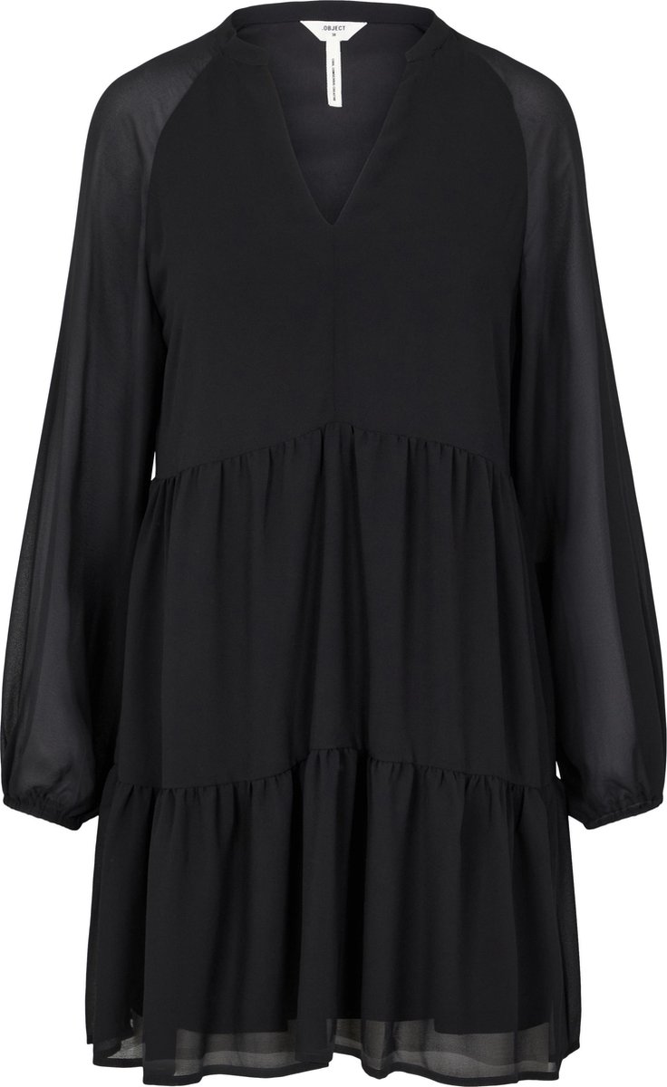 Object Objmila Gia L/s Dress Jurken Dames - Kleedje - Rok - Jurk - Zwart - Maat 36
