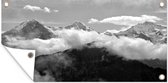 Tuinposter Zicht over de Zwitserse Eiger bij de Berner Alpen - zwart wit - 80x40 cm - Wanddecoratie Buiten - Tuinposter - Tuindoek - Schuttingposter - Tuinschilderij