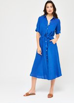 LOLALIZA Maxi overhemd jurk met ceintuur - Blauw - Maat 42