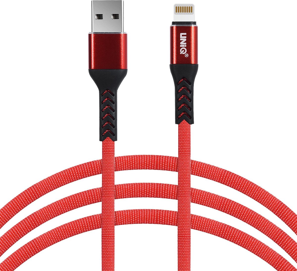 UNIQ Accessory Lightning USB Kabel 200cm snellader dataoverdracht - Rood