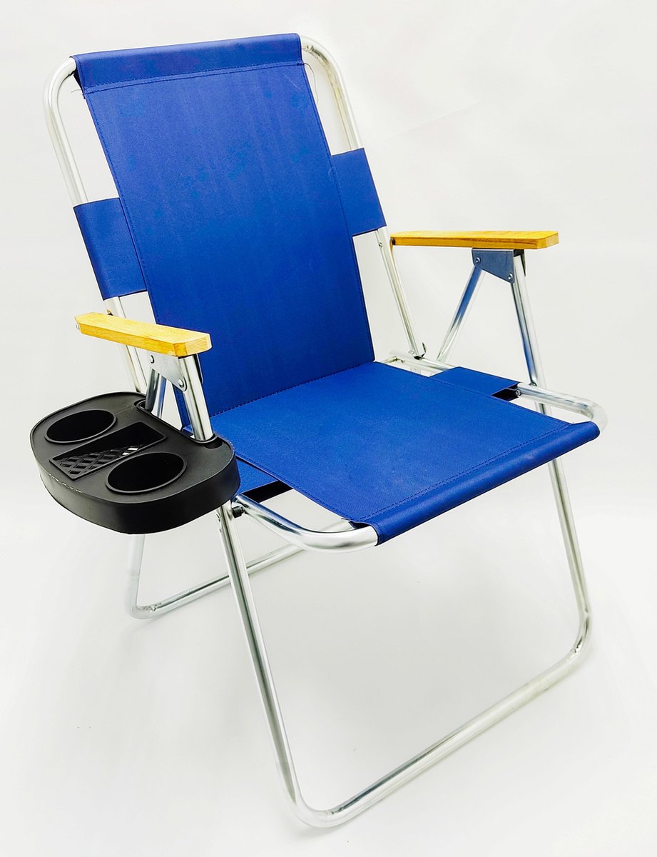 2 X Campingstoel - tuinstoel - visser stoel - Inklapbaar- Met Bekerhouder- Blauw