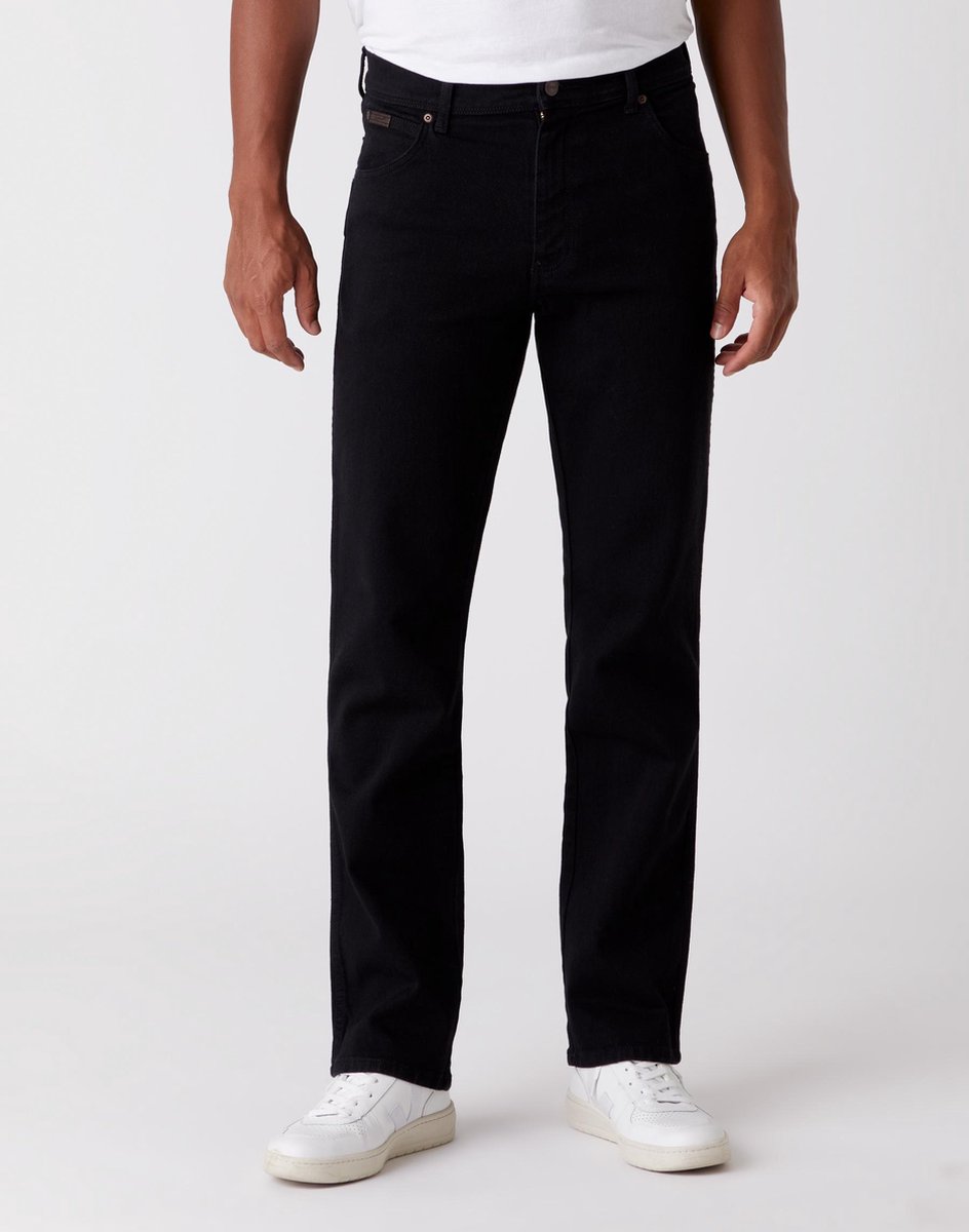 Wrangler Texas Str Heren Regular Fit Jeans Zwart - Maat W32 X L30