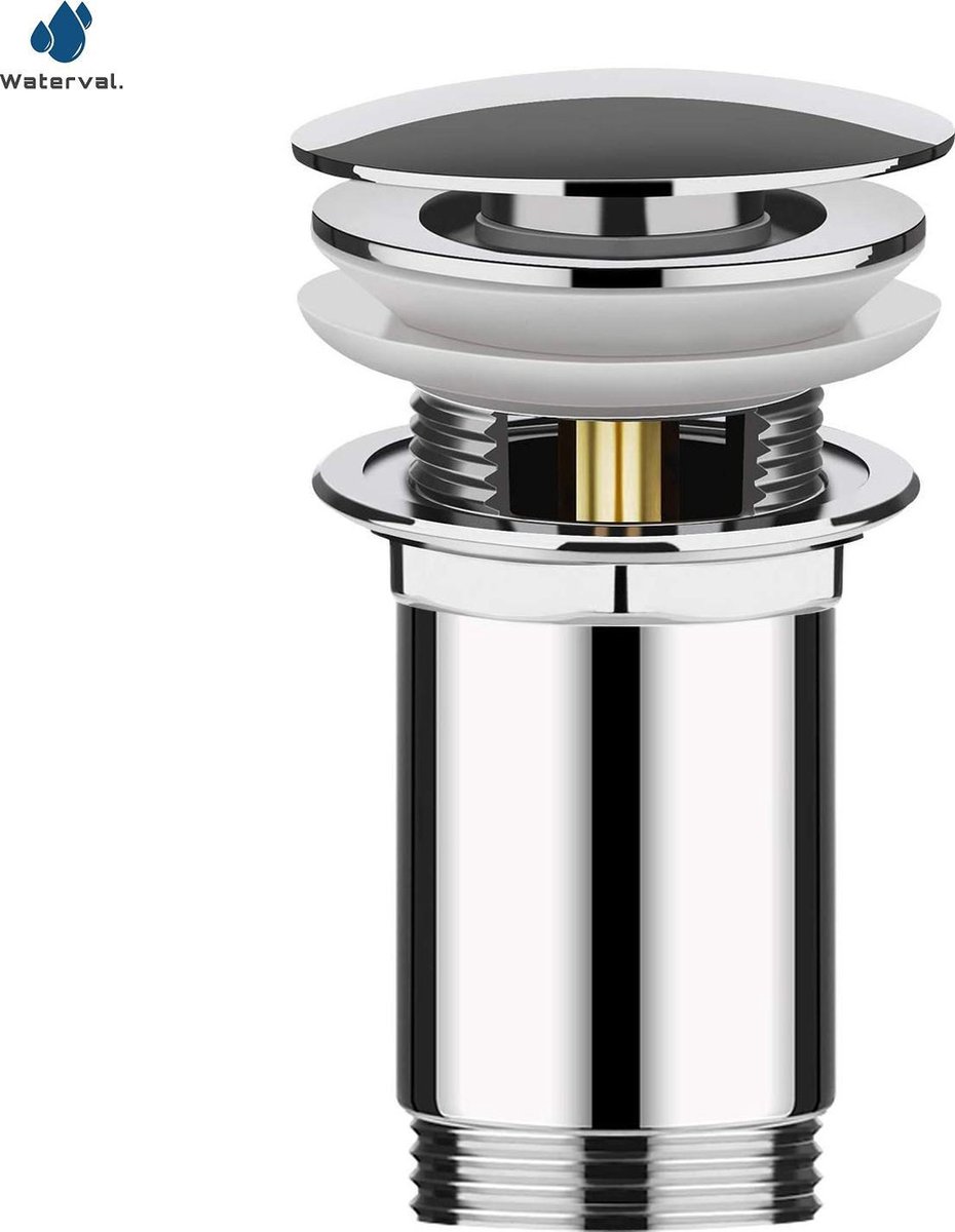 Waterval Premium Click Waste Afvoerplug Verchroomd – Pop-up Wastafel afvoerplug 65mm diameter – Zilver