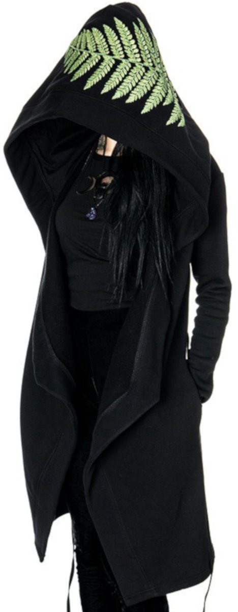 Restyle - Fern Forest Witch Lange cardigan - M - Zwart