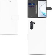 Geschikt voor Samsung Galaxy Note 10 Hoesje Wit met Pasjeshouder