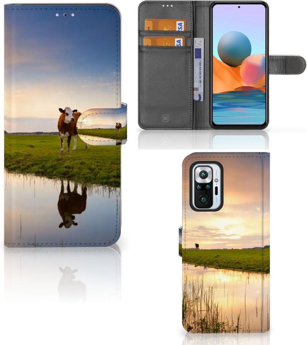 Xiaomi Redmi Note 10 Pro Telefoonhoesje met Pasjes Koe