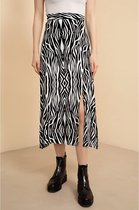 La Pèra Wit-zwart rok met patroon Vrouwen Midi rok met split Dames - Maat L
