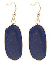 Dielay - Oorbellen met Edelsteen - Oorhangers - 5x1,5 cm - Lapis Lazuli