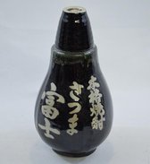 Japanse kruik met borrelglaasje, decoratief object, zwart: H 21 x Ø 11 cm
