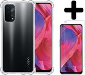 OPPO A54 Hoesje 5G Transparant Shockproof Case Met Screenprotector - OPPO A54 Case Hoesje - OPPO A54 Hoes 5G Cover Met Screenprotector - Transparant