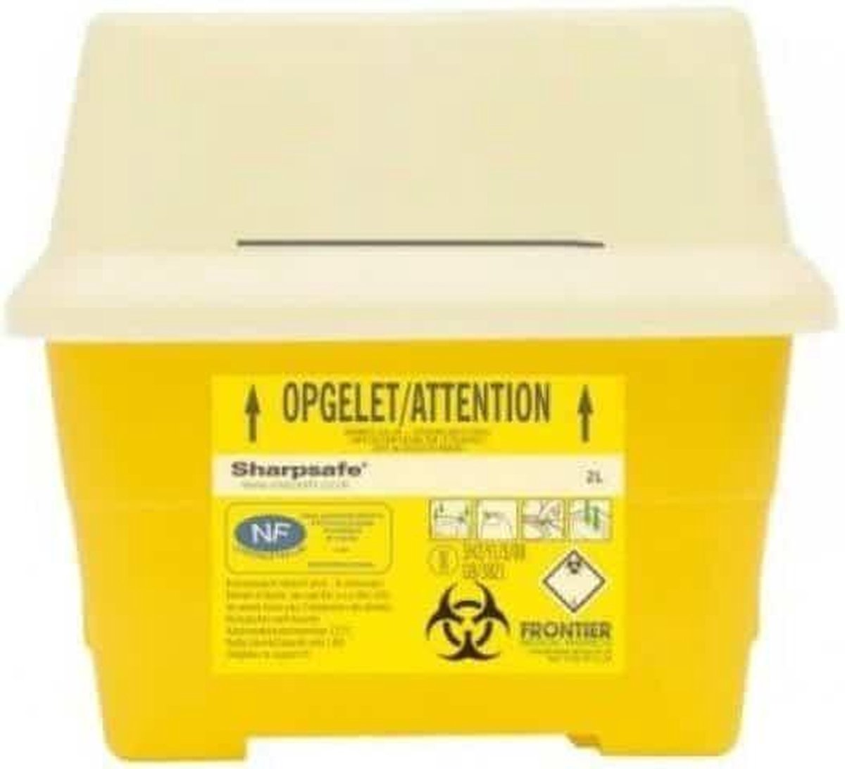 Naaldcontainers Sharpsafe 1 liter Sharpsafe - Geel - Voorlopige en definitieve sluiting - Anti-terugslag veiligheidsklep