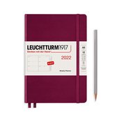 Leuchtturm - Agenda - 2022 - Weekly planner - 1 week per 2 pagina's - 12 maanden - A5 - 14,5 x 21 cm - Hardcover - Port Rood