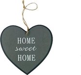 Mini hart hanger ''Home Sweet Home'' - Grijs / Wit - Hout - 14,5 x 14 cm