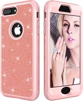 Luxe Glitter Shock Proof Hard Case Cover Bumper Hoesje Geschikt Voor Apple iPhone 7 Plus/8 Plus - 3-In-1 Heavy Duty Telefoonhoesje Met Bescherming - Beschermhoes Met Hardcover Back & Front Ba