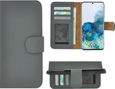 Geschikt voor Samsung Galaxy S20 Hoesje - Bookcase Hoesje - Samsung S20 Wallet Book Case Echt Leer Grijs Cover