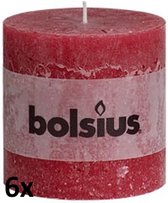 Bolsius Stompkaarsen Rustiek 100x100 - Wijnrood - 6 Stuks