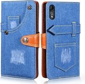 Voor Wiko Y51 Denim Horizontale Flip Lederen Case met Houder & Kaartsleuf & Portemonnee (Donkerblauw)