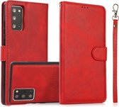 Voor Samsung Galaxy Note20 Kalf Textuur 2 in 1 Afneembare Magnetische Achterkant Horizontale Flip Lederen Case met Houder & Kaartsleuven & Portemonnee & Fotolijst (Rood)