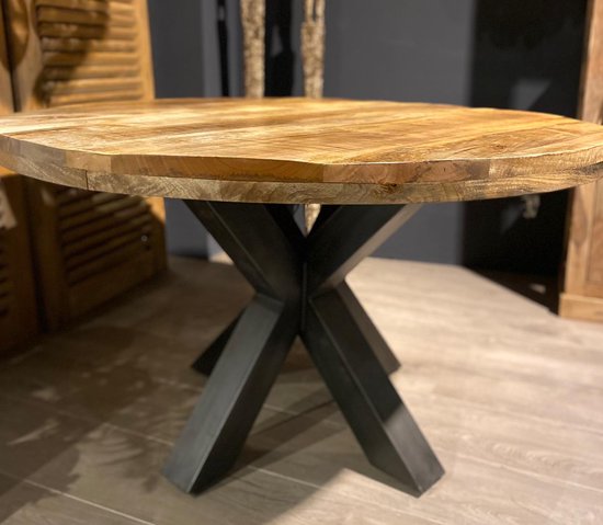 Ronde tafel spin poot - 120 cm mango hout - Merkloos