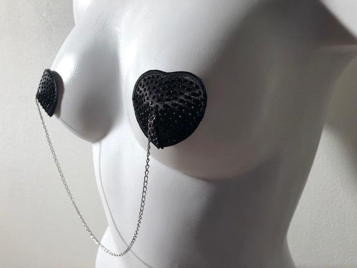 Goedkoopste Tepelplakker Hart Zwart met Ketting