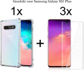 Samsung Galaxy S10 Plus hoesje shock proof case transparant - 3x Samsung Galaxy S10 Plus screenprotector uv