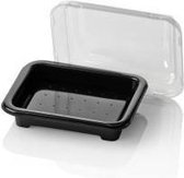 Sushi Trays 115x90x35mm APET helder/zwart combi (900 st.)